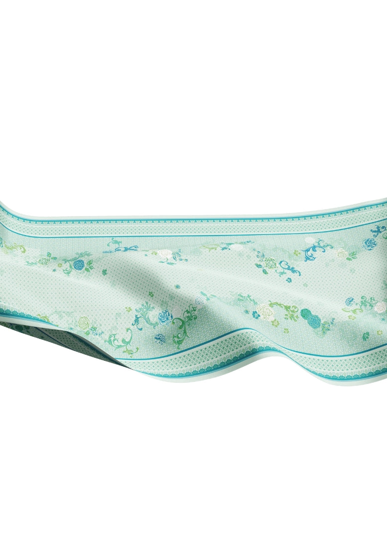 Floral-patterned with intricate pattern chiffon shawl on a white background