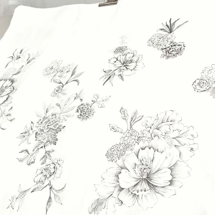 Hand Drawing Motifs For April Printed Cotton Scarf 