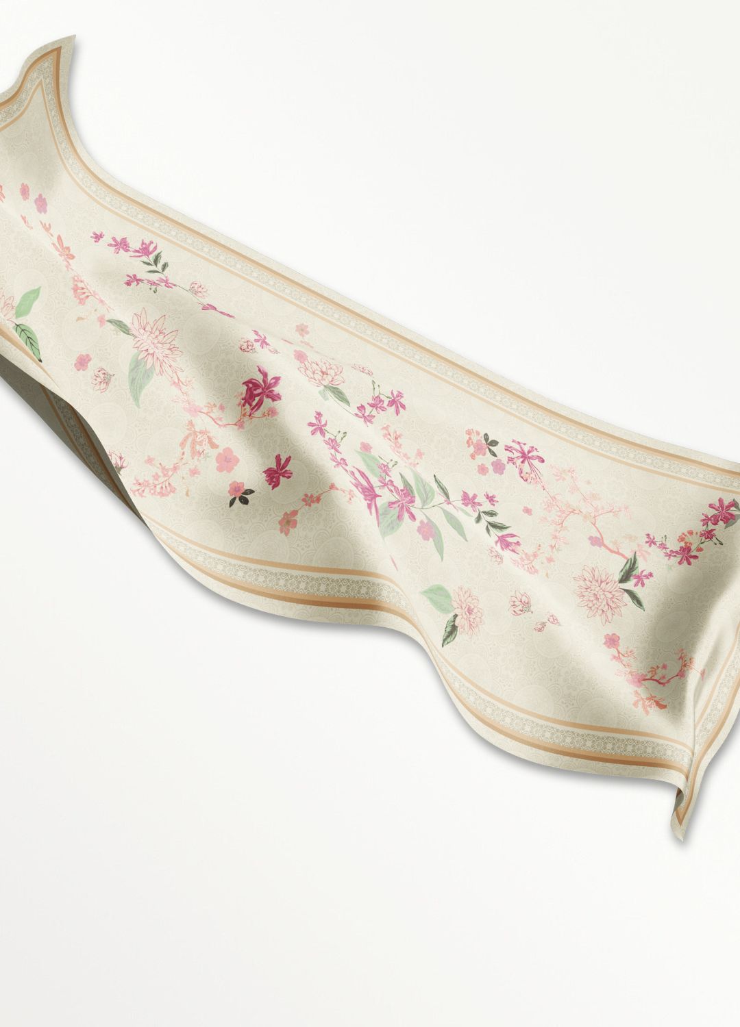 Isla Printed Satin Shawl Tudung Full Scarf View