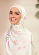 Printed Tudung Satin Shawl cream